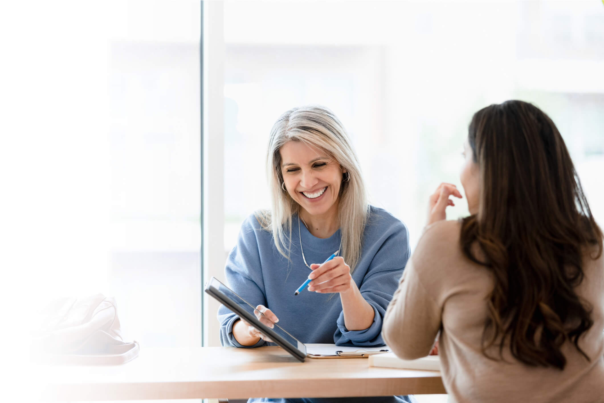 Female financial advisor reviewing documents