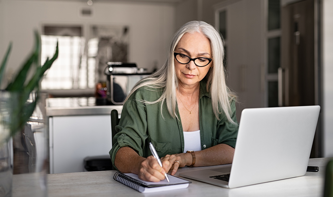 Woman working at her desk